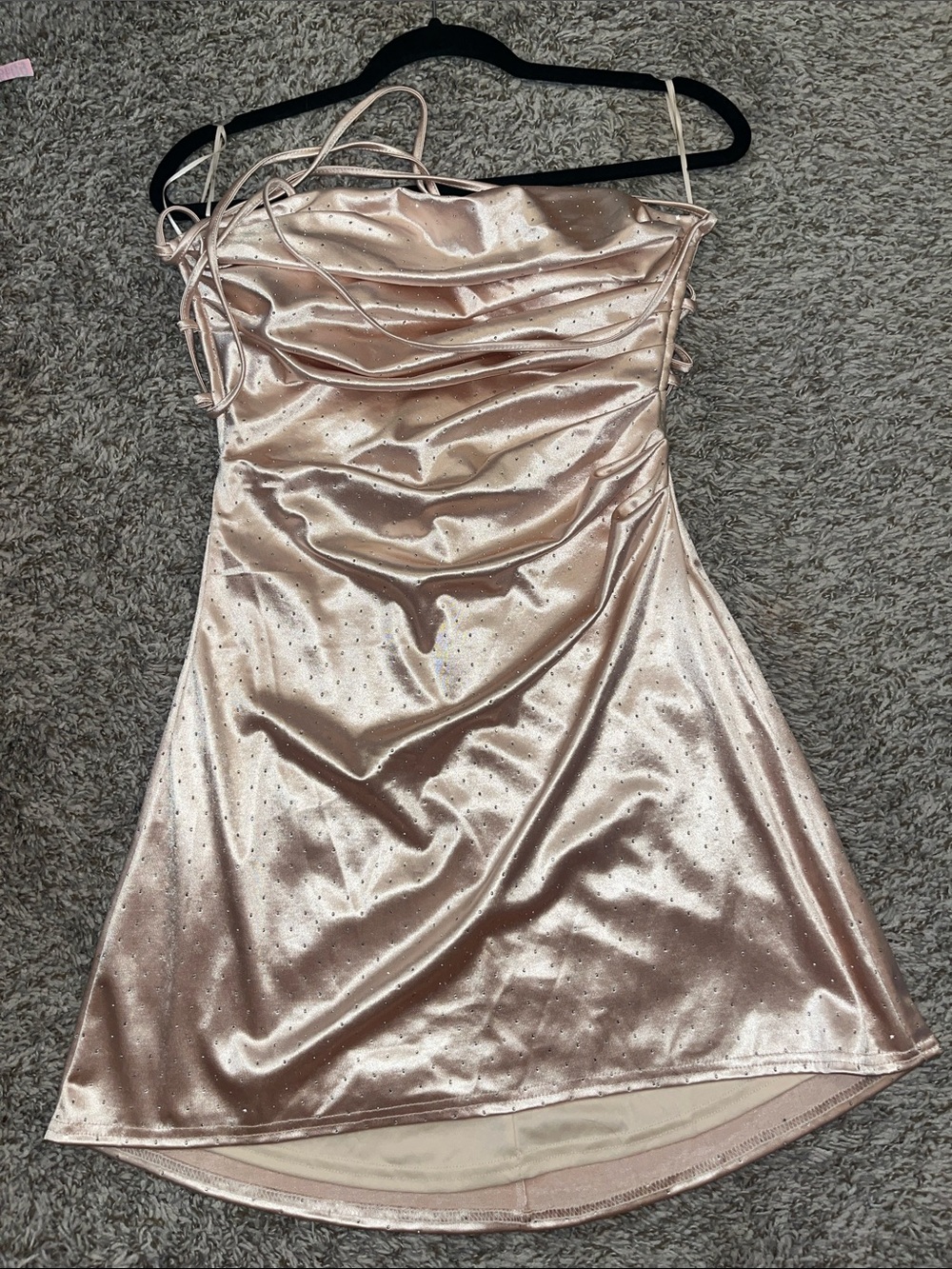 AKIRA Rose Gold Shimmer Mini Slip Dress